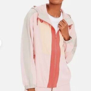 NWT Lou & Grey for LOFTColorblock Windbreaker/Raincoat Jacket Large Frosted Pink